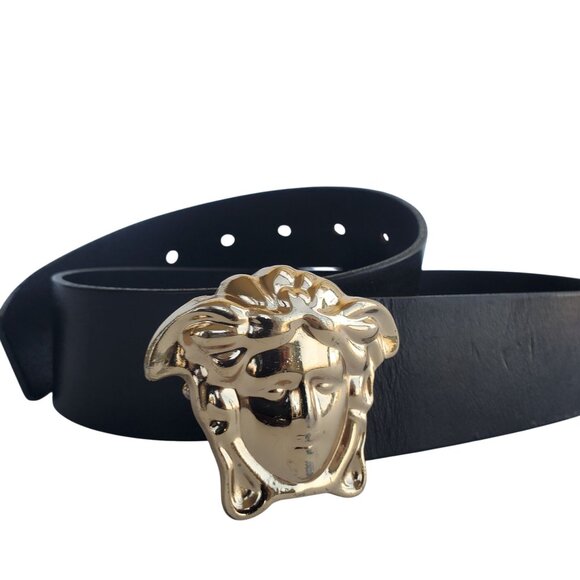 J Lindeberg Stockholm Vintage Leather Black Belt 32 Metal Mercury Buckle M - Picture 9 of 10